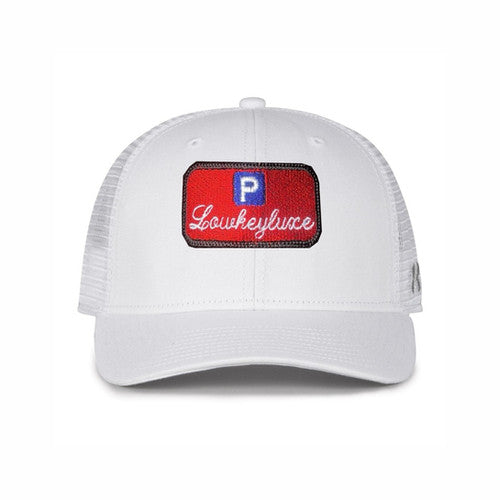 Lowkeyluxe™ “Keep 🅿️ushing” Trucker Cap — White